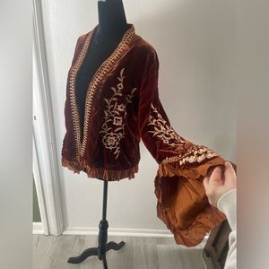 Free People velvet embroidered jacket.